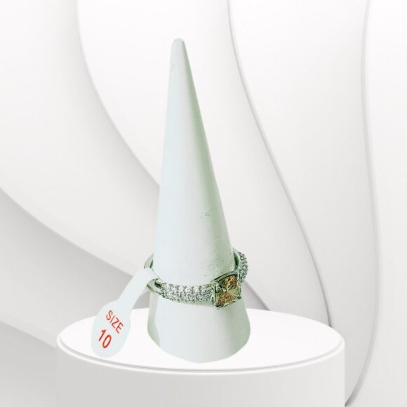 BP STERLING CLUB DARK SMOKEY TOPAZ CUBIC ZIRCONIA RING (Size 10) - Picture 3 of 7